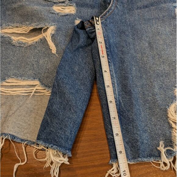 We the Free Free People Distressed Denim High Rise Bermuda Shorts, size 29 - Picture 8 of 10